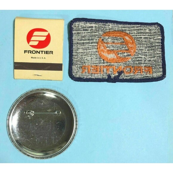 Vintage Frontier Airlines Ground Crew Patch ,P.C. Button & Matchbook Lot of 3 - Picture 2 of 2
